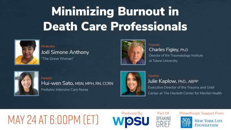 Webinar preview image with the title, event time of May 24 at 6:00 pm ET and 4 headshot images of the moderator and panelists.